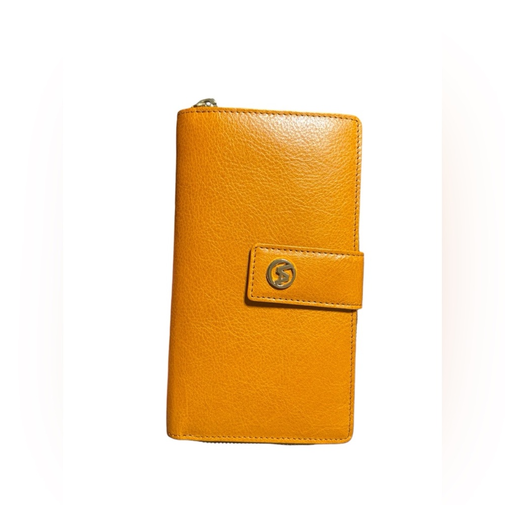 VALENTINA ITALY 🇮🇹 Tan Leather Bifold Wallet with Gold Accent